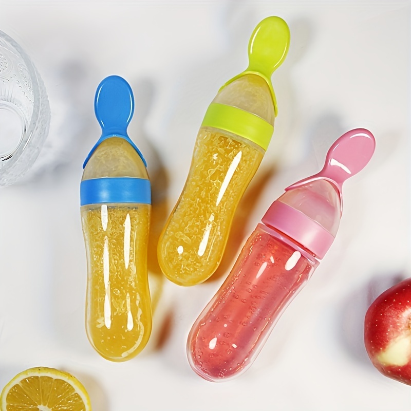 Baby Food Jar - Baby Feeding Silicone Bottle with Spoon,